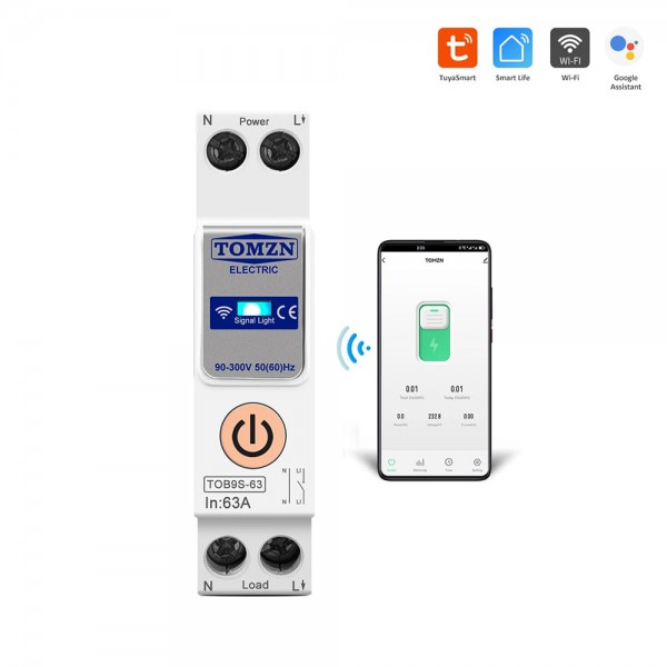 Розумний автоматичний вимикач з Wi-Fi (Tuya) TOMZN TOB9S-63 63A