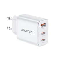 Мережевий зарядний пристрій Choetech PD3046 PD30W GAN USB-A+2xUSB-C White