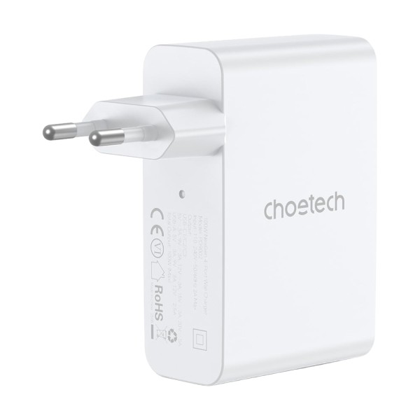 Мережевий зарядний пристрій Choetech PD9002 PD100W GAN USB-A+3xUSB-C White