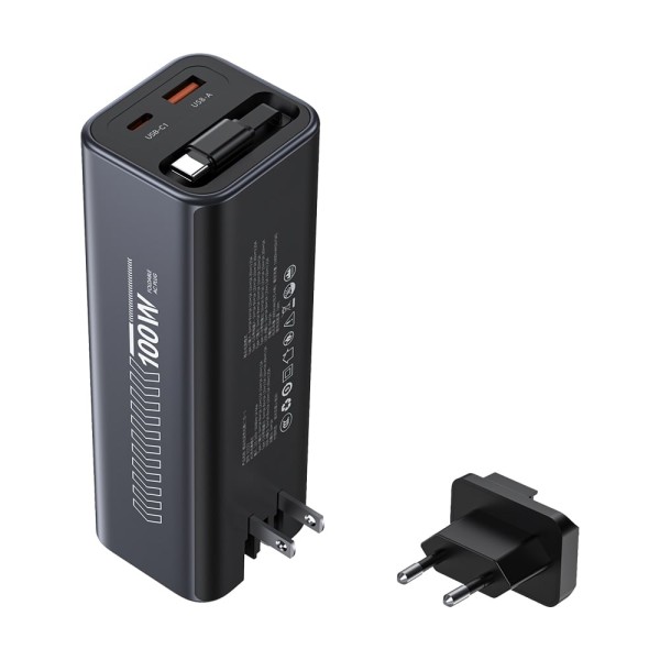 Повербанк 20000mAh Choetech B1012 Grey 100W з EU адаптером QC3.0 PD3.0, вбудований кабель