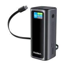 Повербанк 20000mAh Choetech B815 Grey 130W QC3.0 PD3.0 TFT Smart дисплей, вбудований кабель