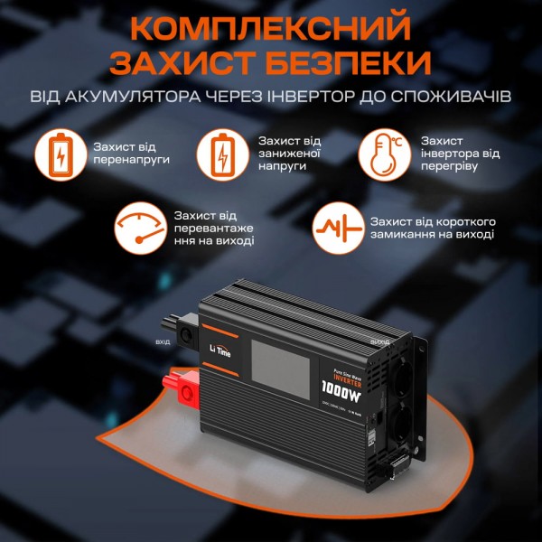 Автономний однофазний інвертор 1kW/12V LiTime L12V1KW-EN-D