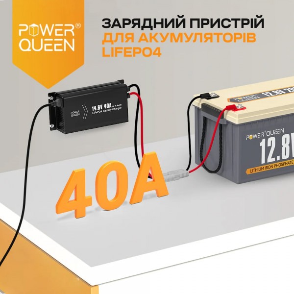 Зарядний пристрій для акумуляторних батарей LiFePO4 14.6V/40A Power Queen P12V40A-BCHA-Y