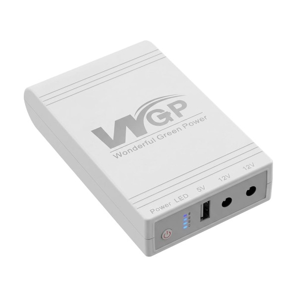 Комплект Mini UPS з блоком живлення: джерело безперебійного живлення Mini UPS WGP UPS103C 16000mAh 5V/12V/12V, Li-ion 4*4Ah, для роутера і оптичного термінала та блок живлення SPF-1202B 12V/2A (24W)