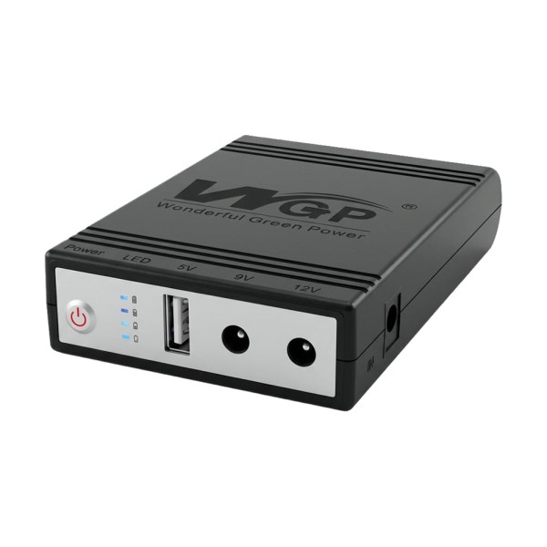 Комплект Mini UPS з блоком живлення: джерело безперебійного живлення Mini UPS WGP UPS1032 Black 10400mAh 5V/9V/12V, Li-ion 4*2.6Ah, для роутера і оптичного термінала та блок живлення SPF-1202B 12V/2A (24W)