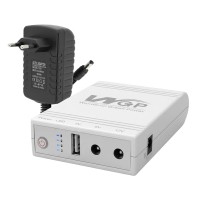 Комплект Mini UPS з блоком живлення: джерело безперебійного живлення Mini UPS WGP UPS103A White 10400mAh 5V/9V/12V, Li-ion 4*2.6Ah, для роутера і оптичного термінала та блок живлення SPF-1202B 12V/2A (24W)