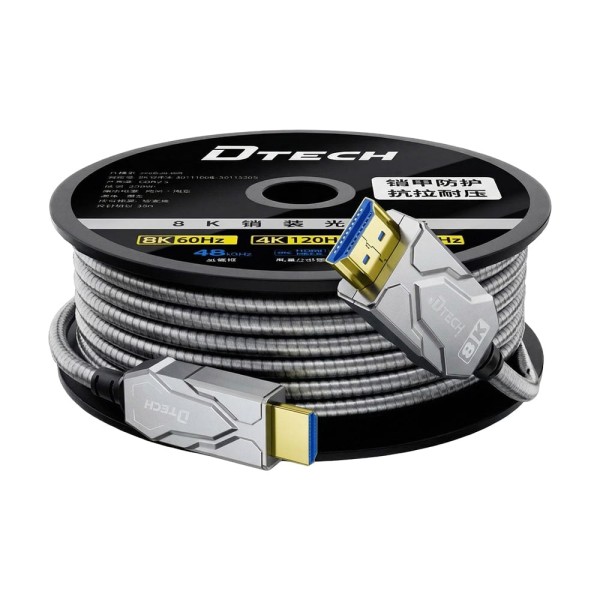 Кабель оптичний армований HDMI 2.1 80m Dtech DT-HF8080K
