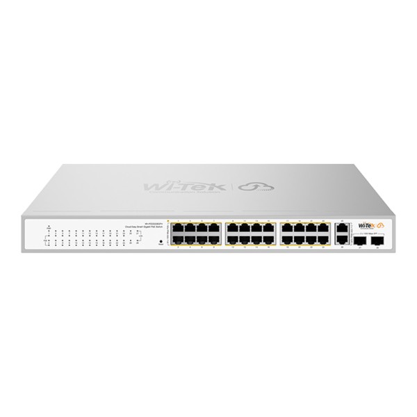 PoE-комутатор 28-портовий керований Wi-Tek WI-PCES328GFH гігабітний 24x1000Mbps PoE+, 2x1000Mbps Uplink, 2xSFP, 235W, Cloud, ONVIF