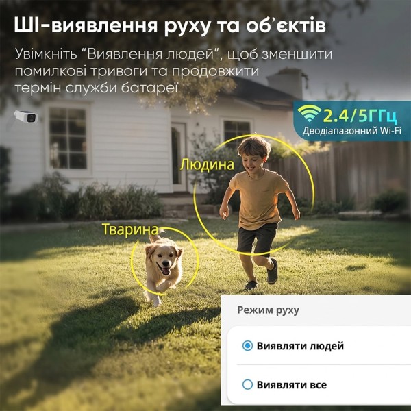 Автономна WiFi 2.4/5GHz IP-відеокамера з сонячною панеллю 5Mp Light Vision VLC-05IB-Solar (Tuya) White, 2.8mm, на акумуляторних батареях 6000mAh
