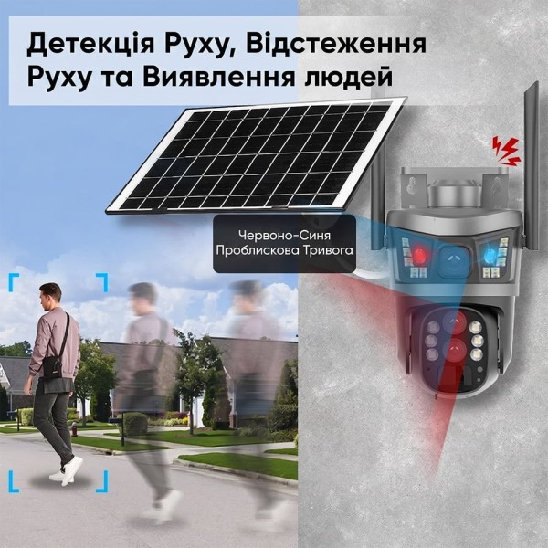 IP PTZ-відеокамера автономна з 4G та сонячною панеллю 3Mp+3Mp Light Vision VLC-9530IG10Z/2C3S (Solar) 4+8mm, на акумуляторних батареях