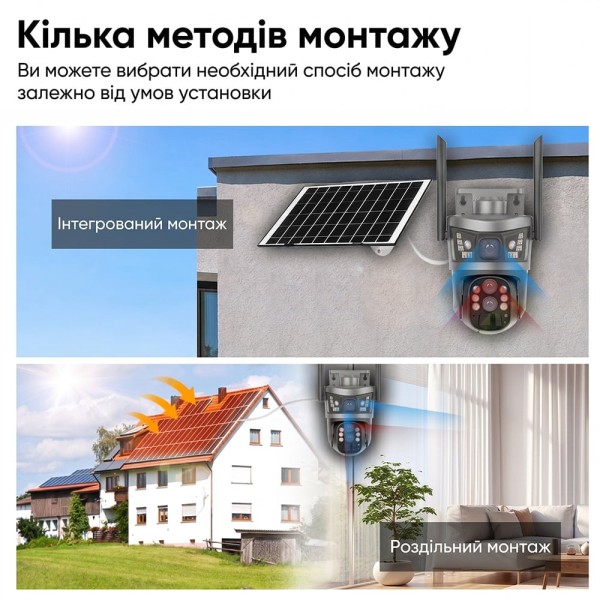 IP PTZ-відеокамера автономна з 4G та сонячною панеллю 3Mp+3Mp Light Vision VLC-9530IG10Z/2C3S (Solar) 4+8mm, на акумуляторних батареях