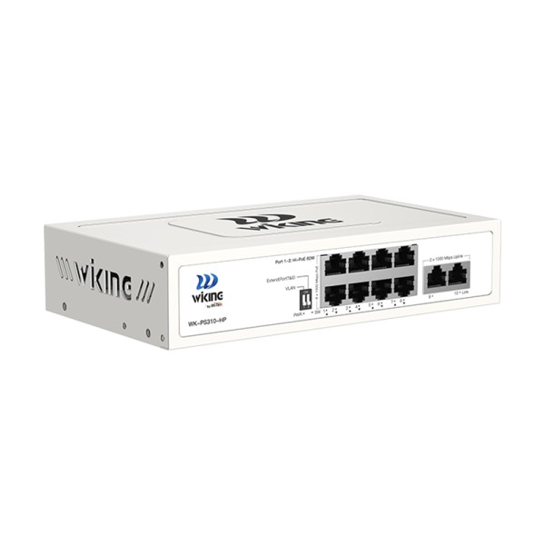 PoE-комутатор 10-портовий некерований Wiking WK-PS310-HP гігабітний, 8x1000Mbps PoE, 2x1000Mbps Uplink, 110W