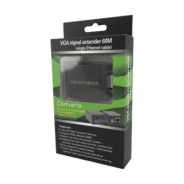 Подовжувач відеосигналу VGA 60m NVC RJ45 to VGA Cat5e Cat6