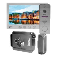 Комплект відеодомофона Light Vision з електрозамком: домофон 7" AMSTERDAM FHD White, відеопанель 2Mp RIO FHD Grey, електромеханічний замок Trinix TRX Fass Steel