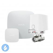 Комплект антипотоп Ajax: централь Hub2 (2G) + датчик затоплення LeaksProtect + кран перекриття води WaterStop 3/4" (DN20), білий