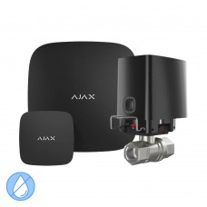Комплект антипотоп Ajax: централь Hub2 (2G) + датчик затоплення LeaksProtect + кран перекриття води WaterStop 3/4" (DN20), чорний