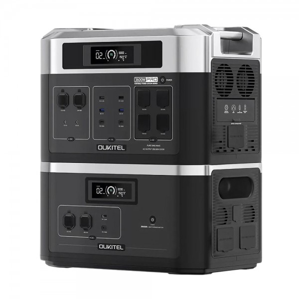 Комплект резервного живлення Oukitel на 4096 Вт·год: зарядна станція BP2000E PRO (2048 Вт·год / 3600 Вт) та додаткова батарея B2000 (2048 Вт·год)