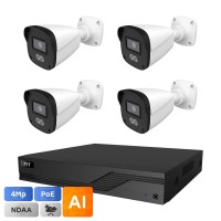 Комплект IP-відеонагляду на 4 камери TVT IP-Video Kit 4x4Mp (B) PoE: 4 циліндричні 4Mp відеокамери + 4-канальний 6Mp відеореєстратор