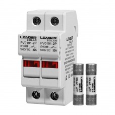 Комплект роз'єднувача та запобіжника 1000V Leader 32A PV0191-2P та 2 шт. 15A BX0234 для сонячних панелей